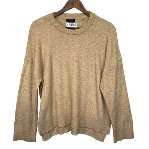 Tahari Pullover Sweater Women Size XL Brown Crew Neck Hi-Low Hem